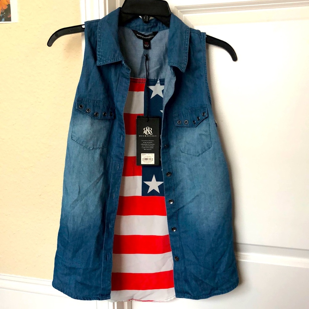 American Flag Jean Top! NEW WITH TAGS!